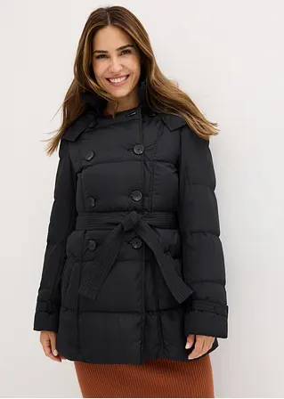 Bonprix Lässige Jacke Mit Gürtel - Schwarz - Damen