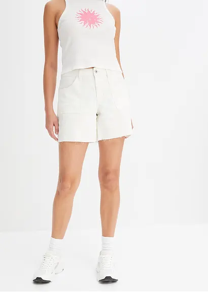 Bonprix Lässige Twill Shorts - Weiß - Damen