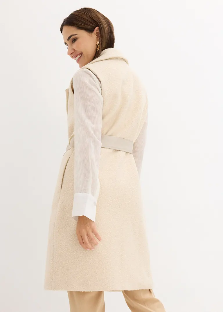 Bonprix Lässige Weste Mit Gürtel - Beige - Damen