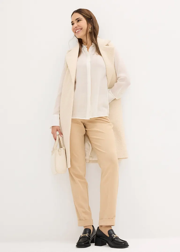 Bonprix Lässige Weste Mit Gürtel - Beige - Damen