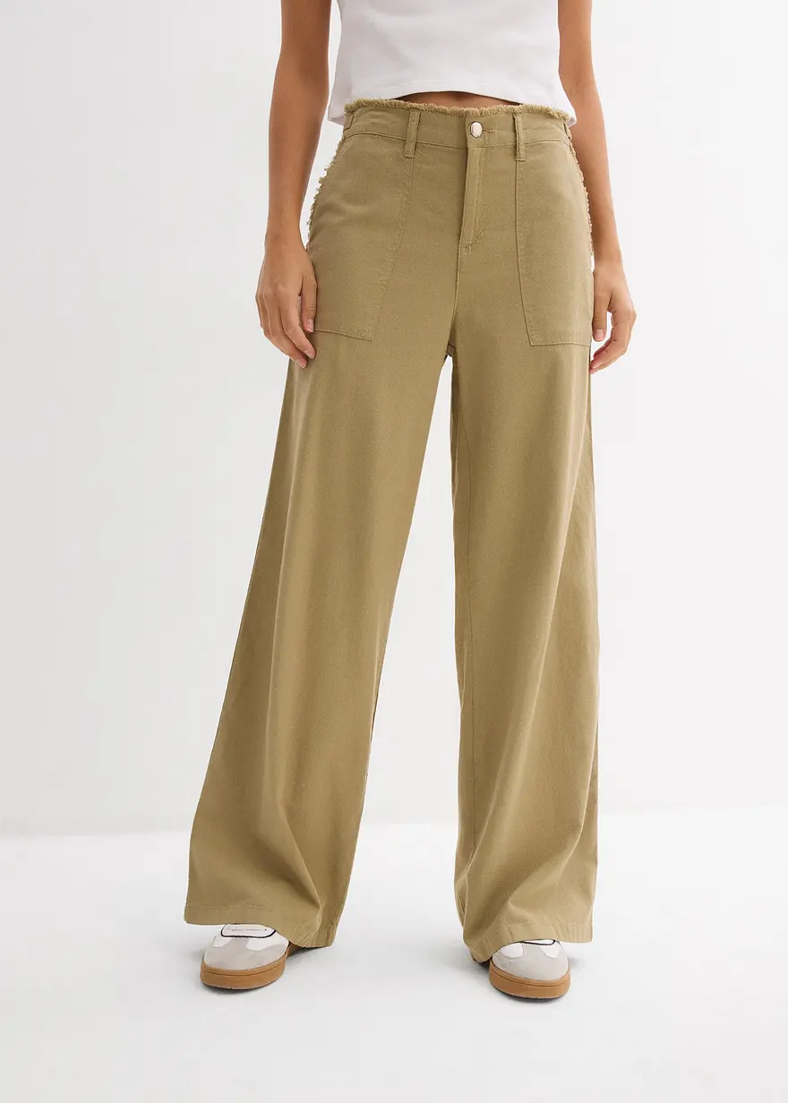 Bonprix Lässige Wide Leg Hose - Grün - Damen