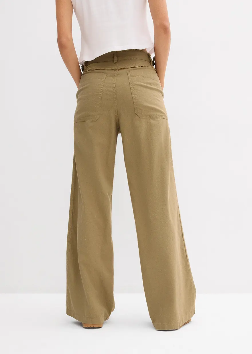 Bonprix Lässige Wide Leg Hose - Grün - Damen