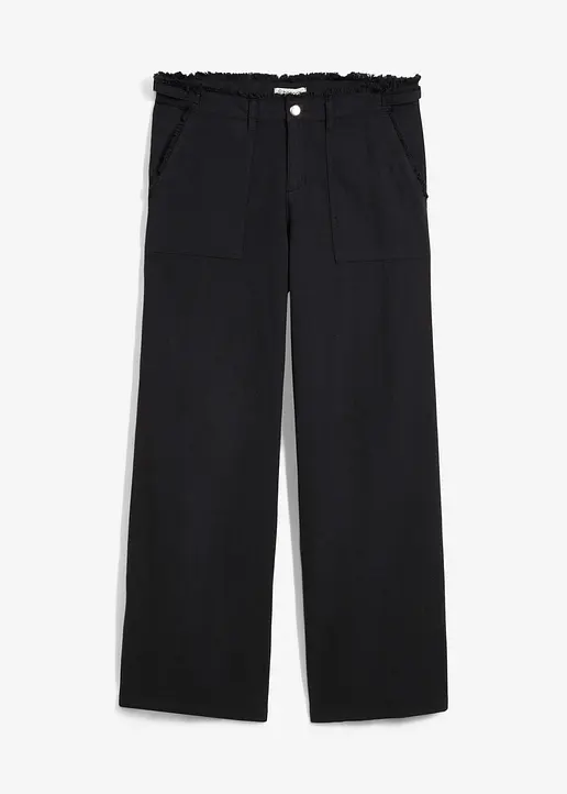 bonprix Lässige Wide Leg Hose - schwarz - Damen