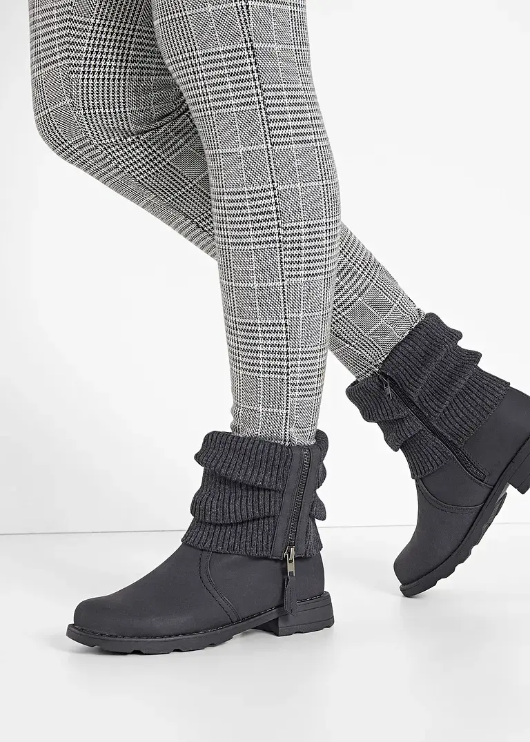 Bonprix Lässiger Boot Mit Strickdetails - Grau - Damen