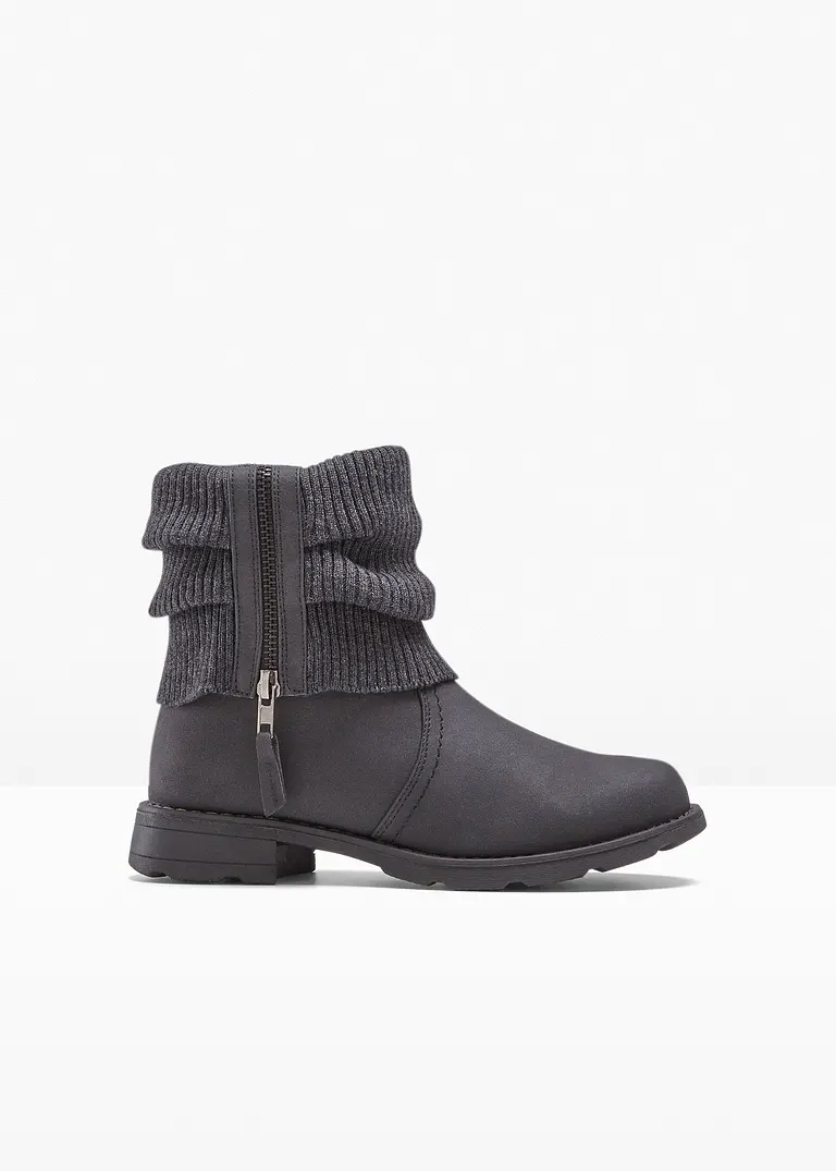 bonprix Lässiger Boot mit Strickdetails - grau - Damen