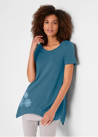 Bonprix Lässiges Long-Shirt Mit Print - Petrol - Damen