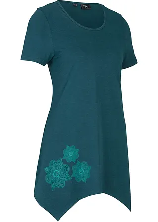 bonprix Lässiges Long-Shirt mit Print - petrol - Damen