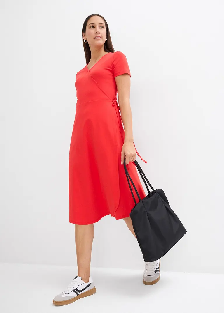 Bonprix Leicht Ausgestelltes Wickelkleid - Rot - Damen