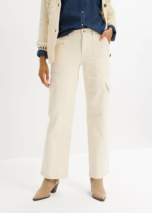 Bonprix Lockere Cargohose Aus Cord - Beige - Damen