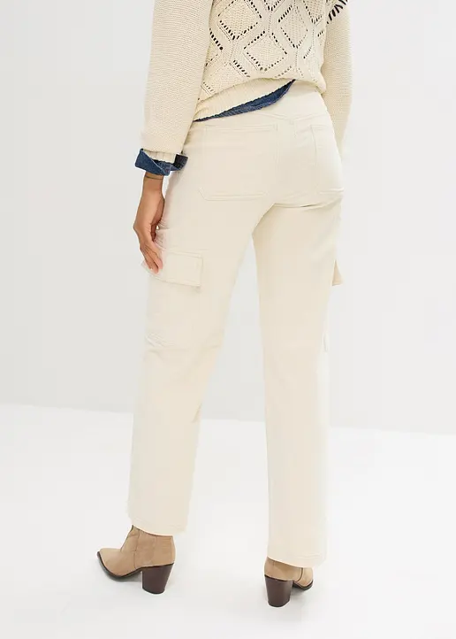 Bonprix Lockere Cargohose Aus Cord - Beige - Damen