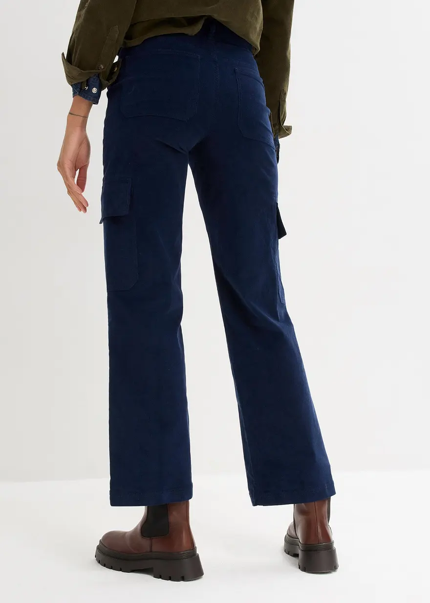 Bonprix Lockere Cargohose Aus Cord - Blau - Damen