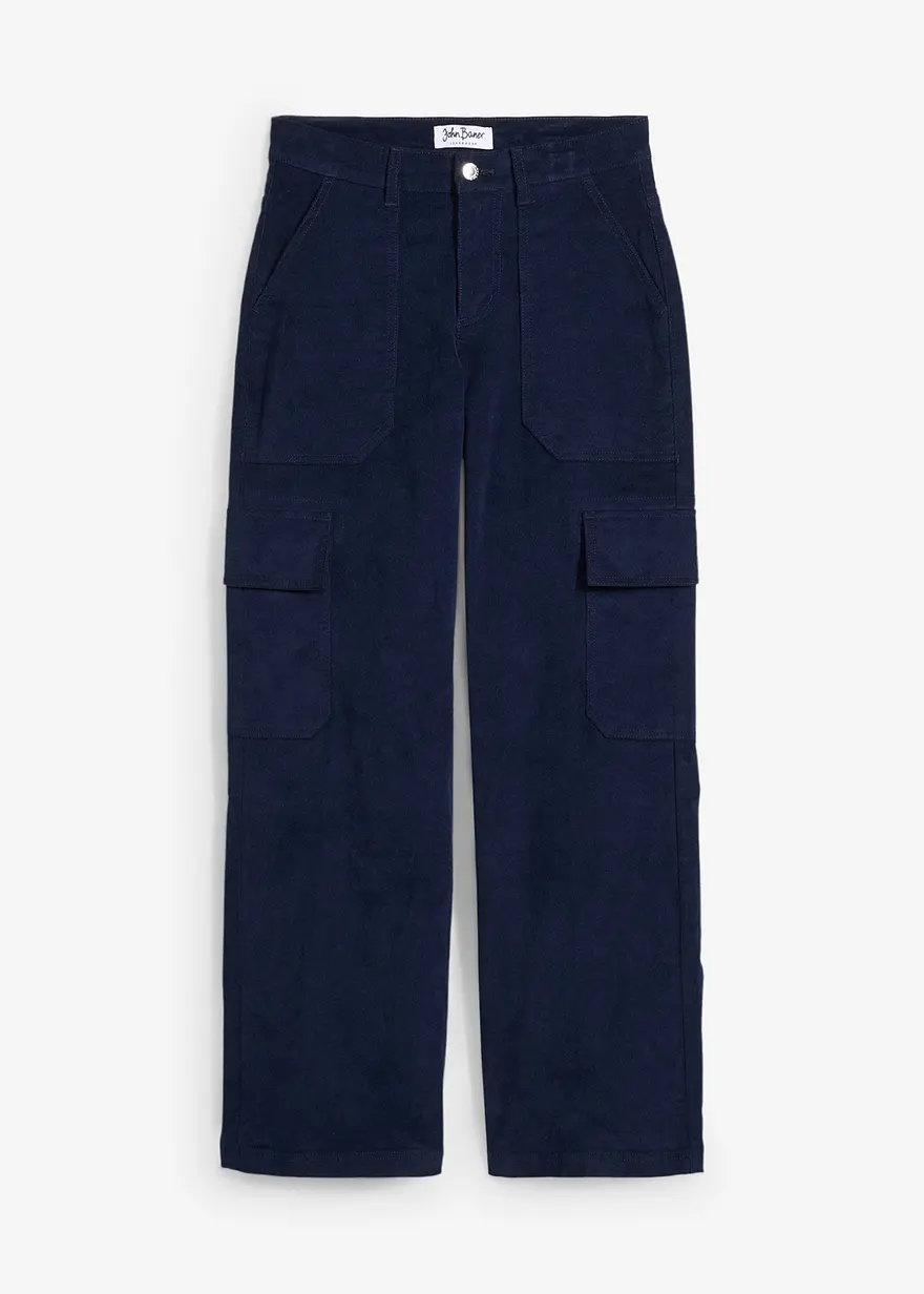 bonprix Lockere Cargohose aus Cord - blau - Damen