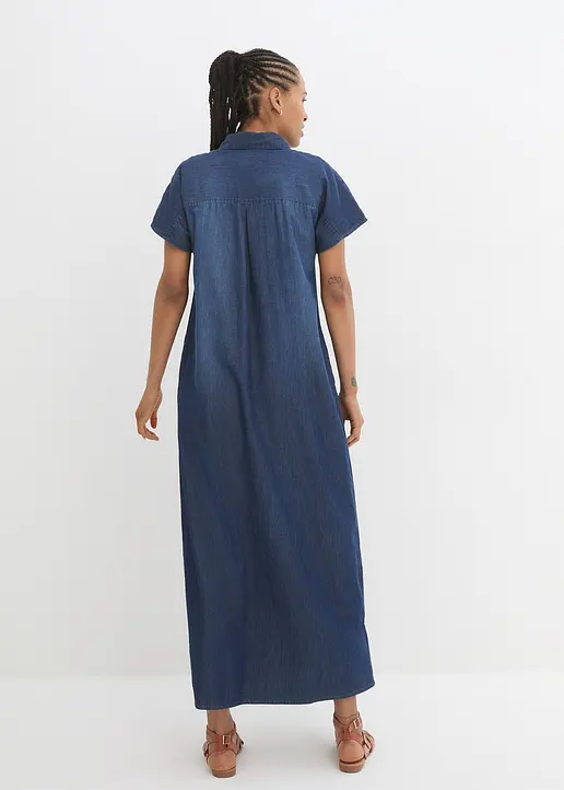 Bonprix Lockeres Maxi-Jeanskleid - Blau - Damen