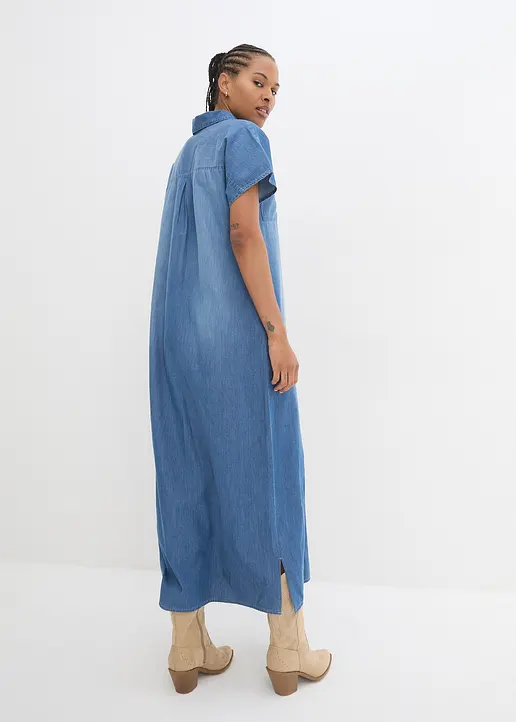 Bonprix Lockeres Maxi-Jeanskleid - Blau - Damen