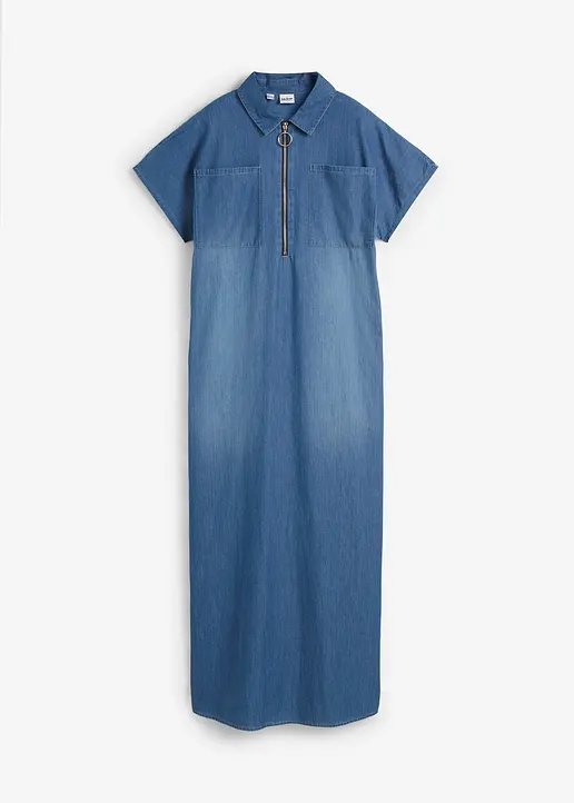 bonprix Lockeres Maxi-Jeanskleid - blau - Damen