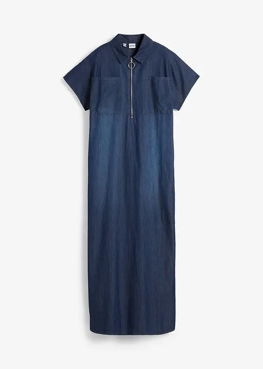 bonprix Lockeres Maxi-Jeanskleid - blau - Damen