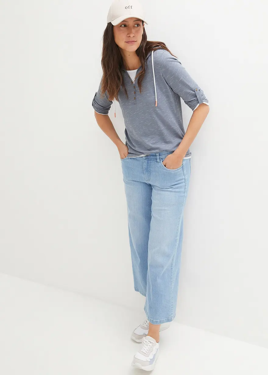 Bonprix Lockeres Shirt Mit Kapuze - Blau - Damen