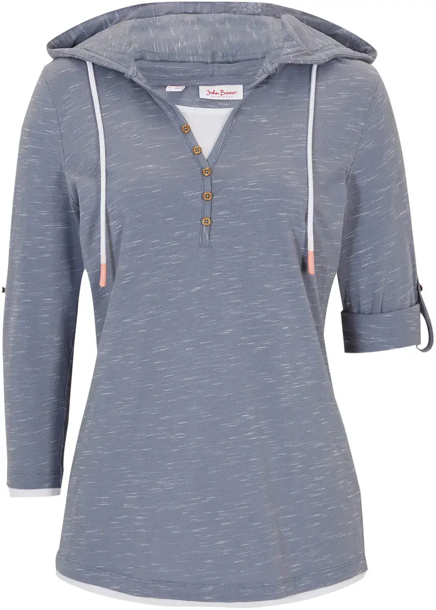 bonprix Lockeres Shirt mit Kapuze - blau - Damen