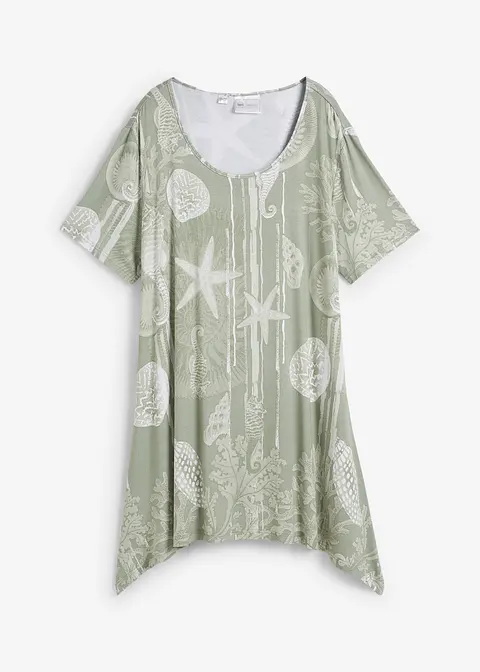 bonprix Longshirt mit Zipfel Kurzarm - grün - Damen
