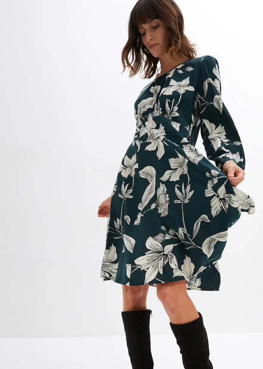 Bonprix Luftiges Viskose Kleid - Grün - Damen