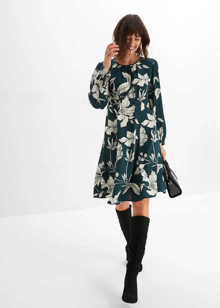 Bonprix Luftiges Viskose Kleid - Grün - Damen