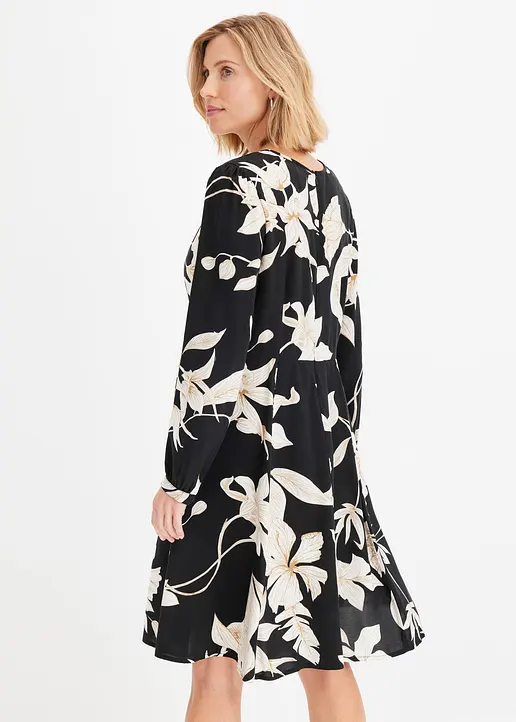 Bonprix Luftiges Viskose Kleid - Schwarz - Damen
