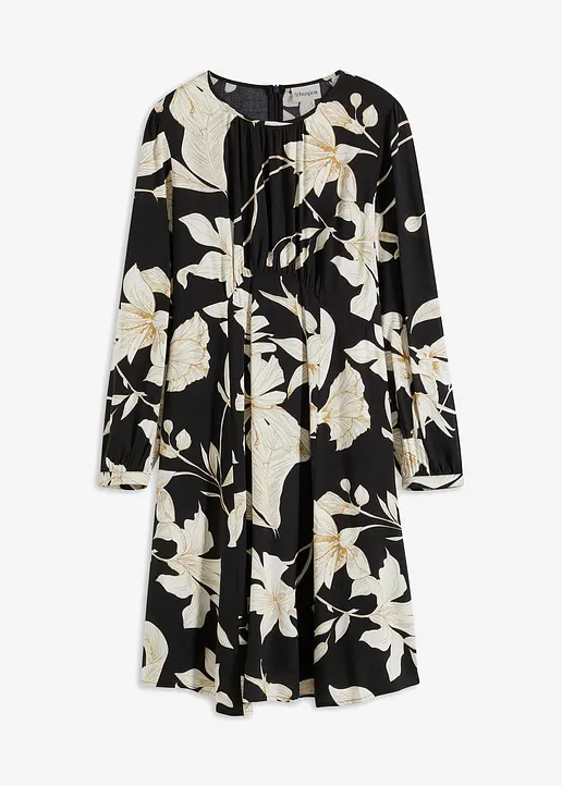bonprix luftiges viskose Kleid - schwarz - Damen
