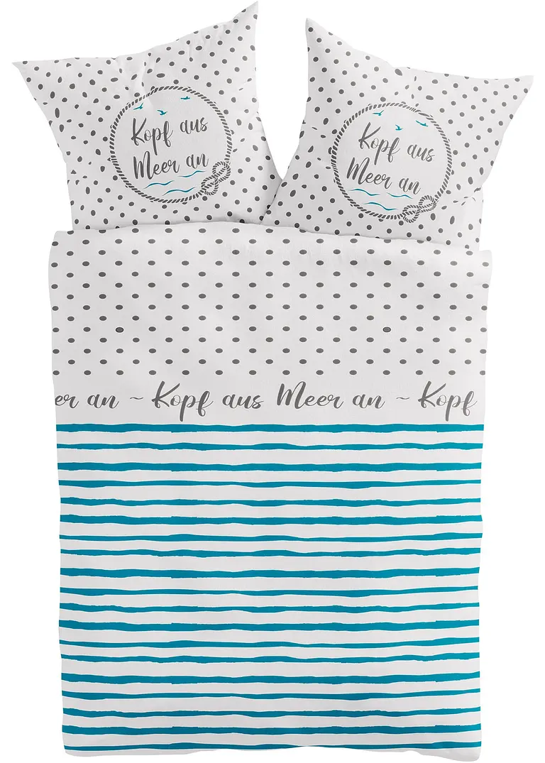 bonprix Maritime Bettwäsche mit Spruch - weiss Linon