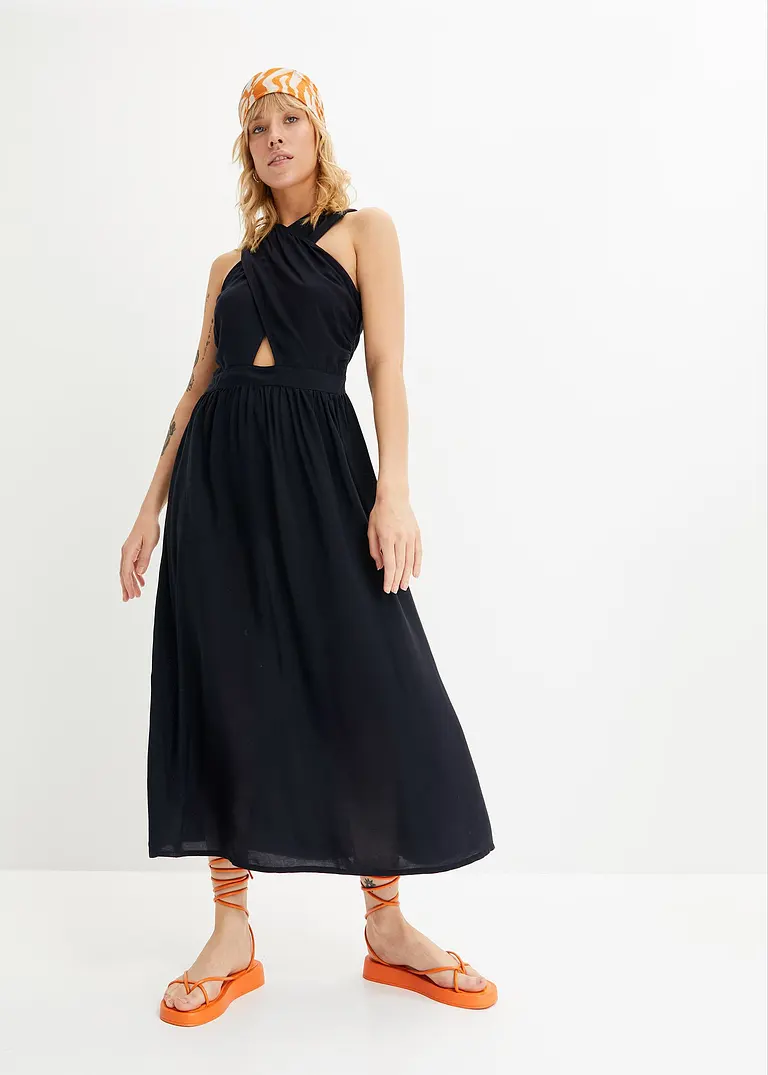 Bonprix Maxi-Kleid Mit Cut-Out - Schwarz - Damen