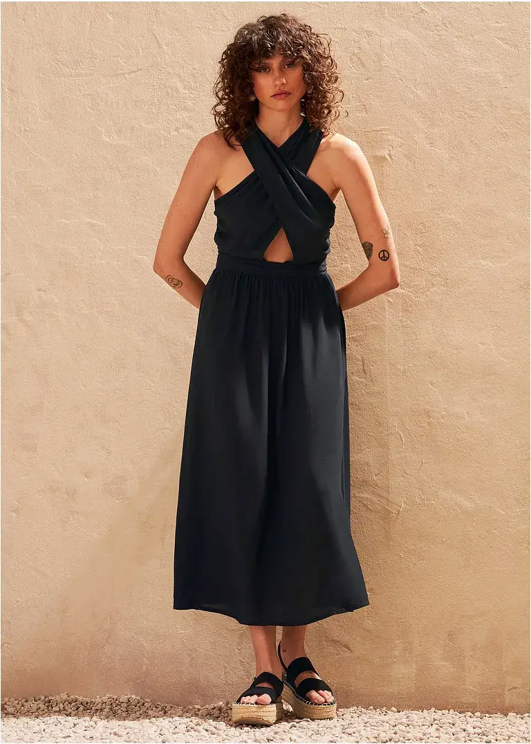 Bonprix Maxi-Kleid Mit Cut-Out - Schwarz - Damen