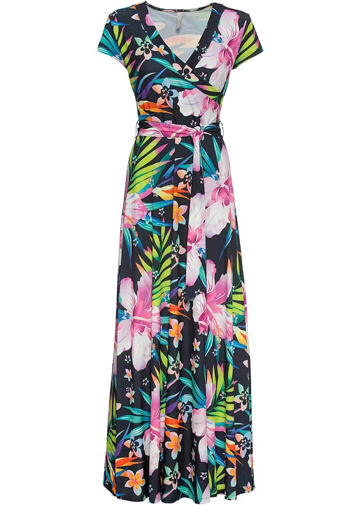 bonprix Maxikleid in Wickeloptik - schwarz - Damen