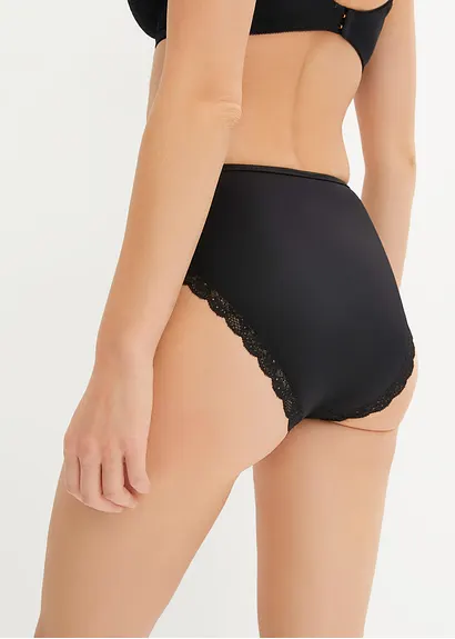 Bonprix Maxislip Mit Feiner Spitze - Schwarz - Damen