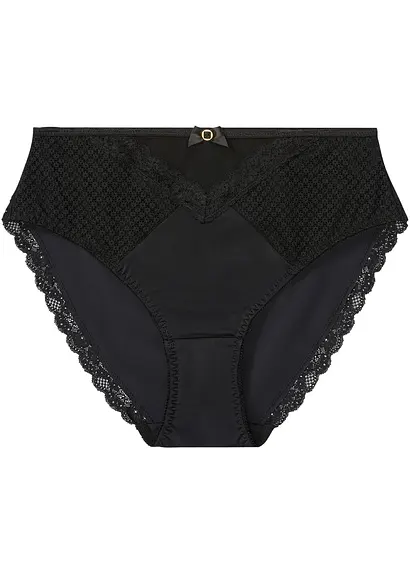 bonprix Maxislip mit feiner Spitze - schwarz - Damen