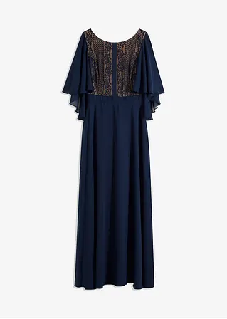 bonprix Midikleid mit Spitzeneinsatz - blau - Damen