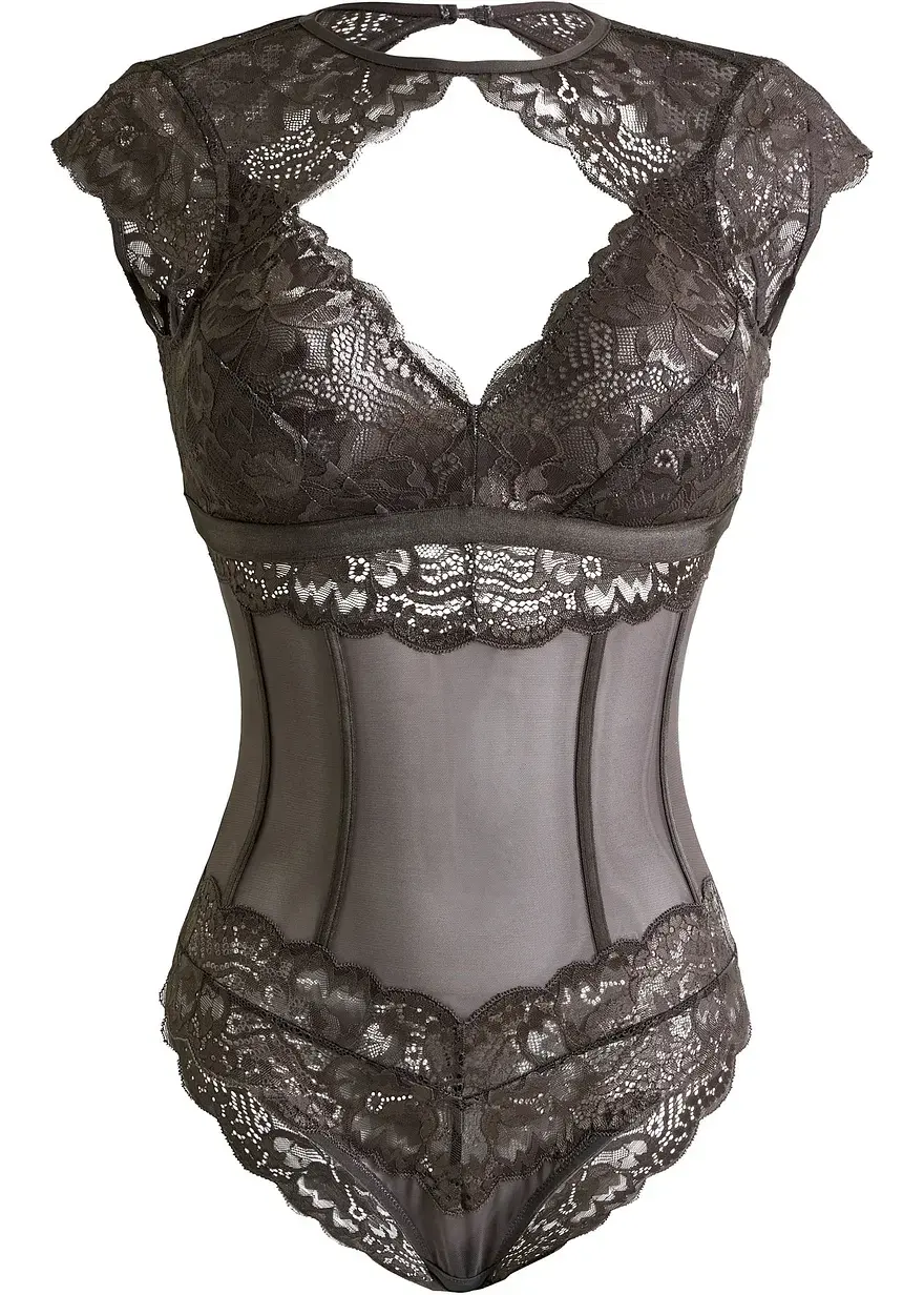 bonprix mit verzierender Spitze - grau - Damen
