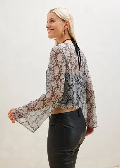 Bonprix Modern Bedrucktes Blusenshirt - Beige - Damen