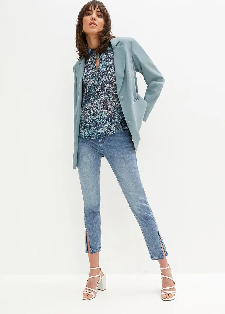 Bonprix Moderne Bluse Mit Bindeband - Blau - Damen