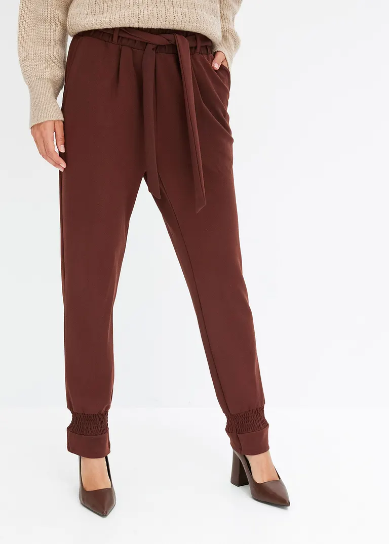 Bonprix Moderne Hose Mit Bindegürtel - Braun - Damen