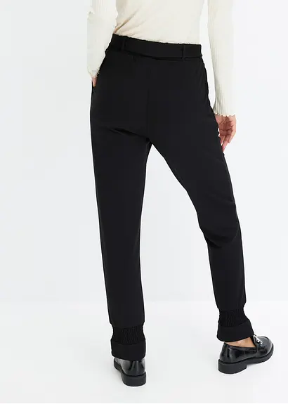 Bonprix Moderne Hose Mit Bindegürtel - Schwarz - Damen