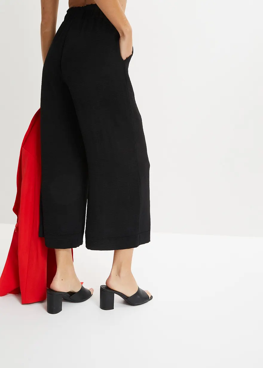 Bonprix Moderne Hose Mit Bindegürtel - Schwarz - Damen
