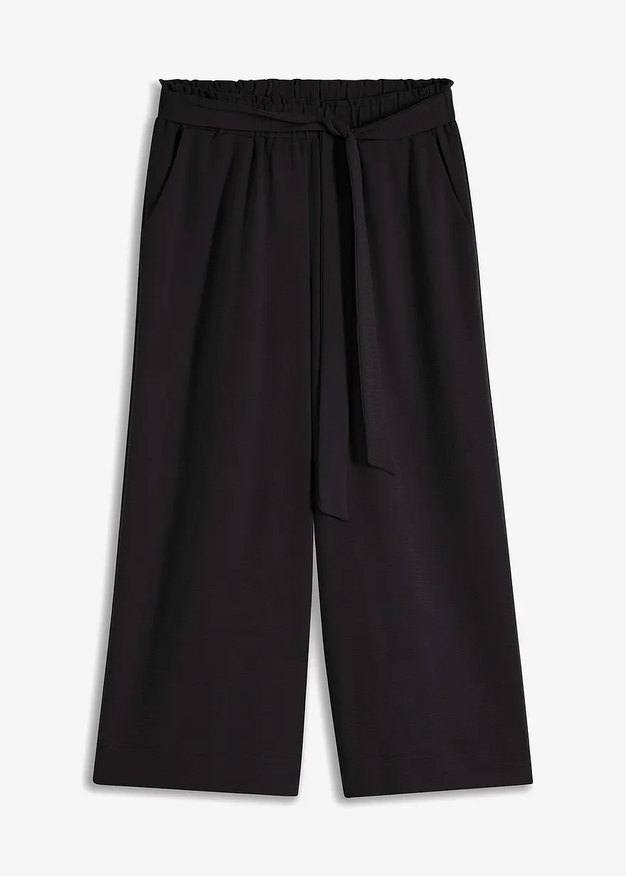bonprix Moderne Hose mit Bindegürtel - schwarz - Damen