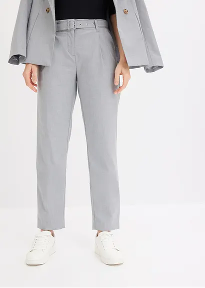 Bonprix Moderne Hose Mit Bundfalten - Grau - Damen