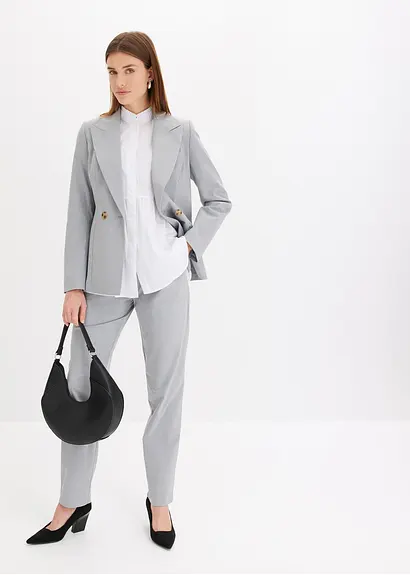 Bonprix Moderne Hose Mit Bundfalten - Grau - Damen