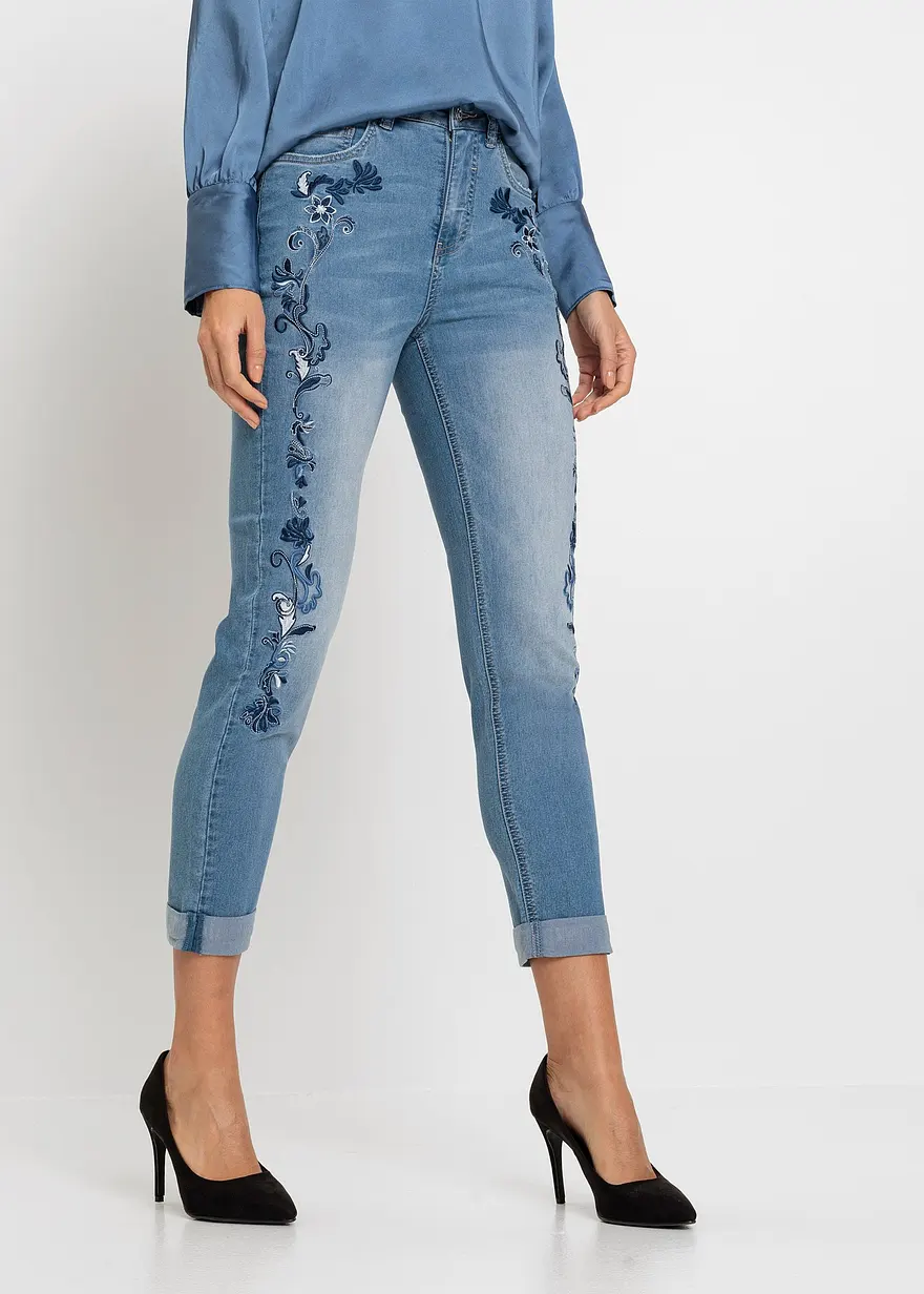 Bonprix Moderne Jeans Mit Stickerei - Blau - Damen