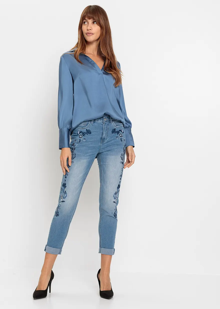 Bonprix Moderne Jeans Mit Stickerei - Blau - Damen
