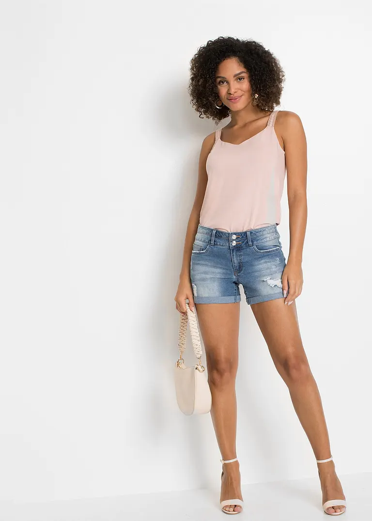 Bonprix Moderne Kurze Hose Mit Umschlag - Blau - Damen