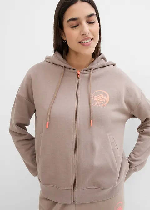 Bonprix Moderne Sweatjacke - Braun - Damen
