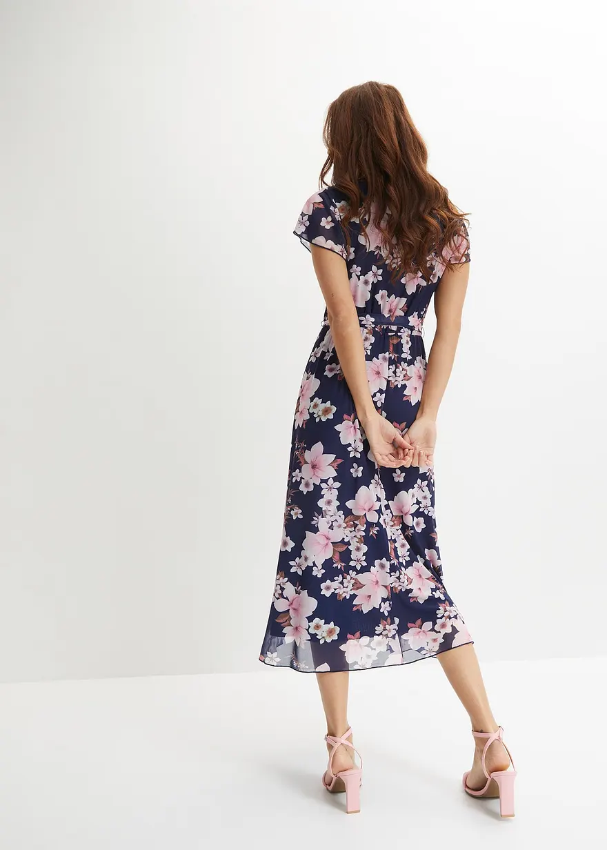 Bonprix Modernes Kleid Mit Bindegürtel - Blau - Damen