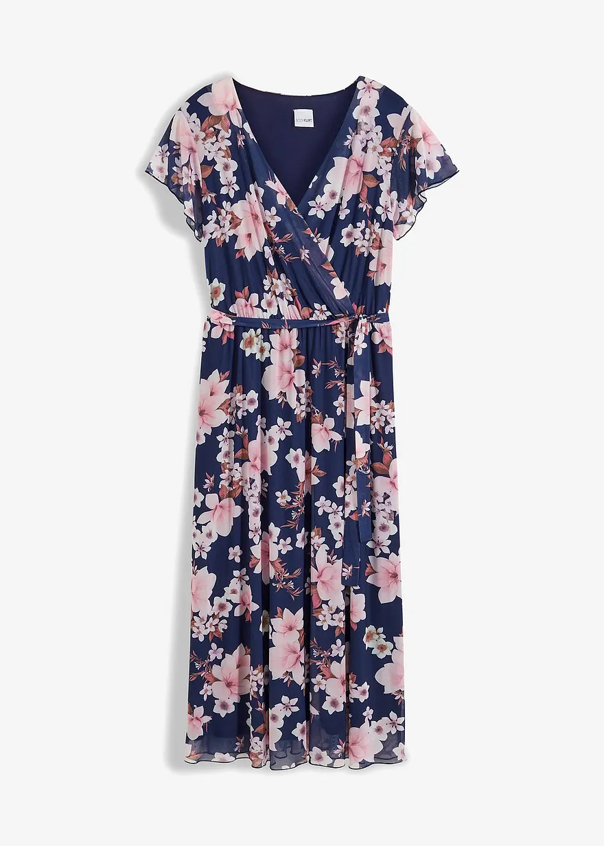 bonprix Modernes Kleid mit Bindegürtel - blau - Damen