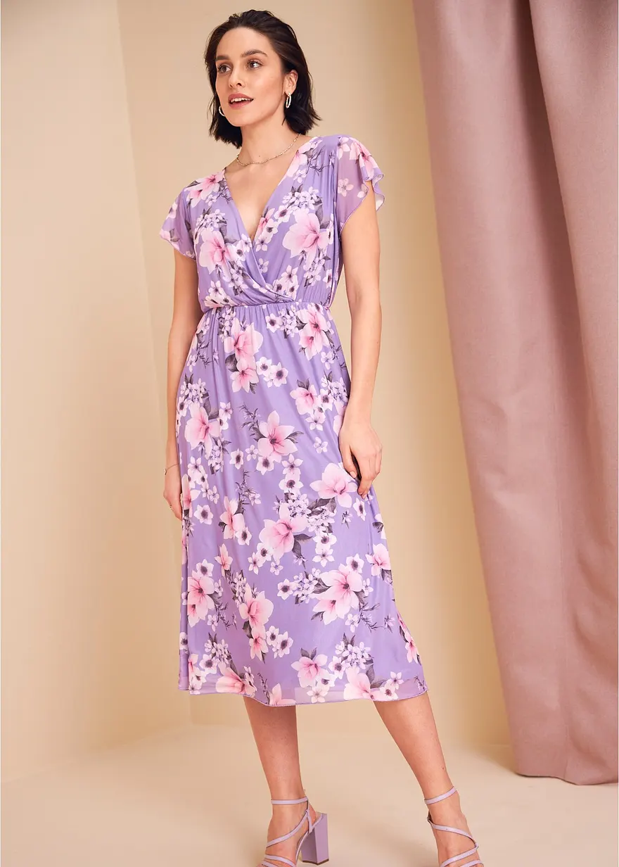 Bonprix Modernes Kleid Mit Bindegürtel - Lila - Damen